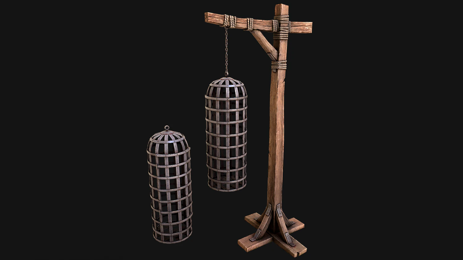 Hanging Torture Cage 3D Model .c4d .max .obj .3ds .fbx .stl .blend