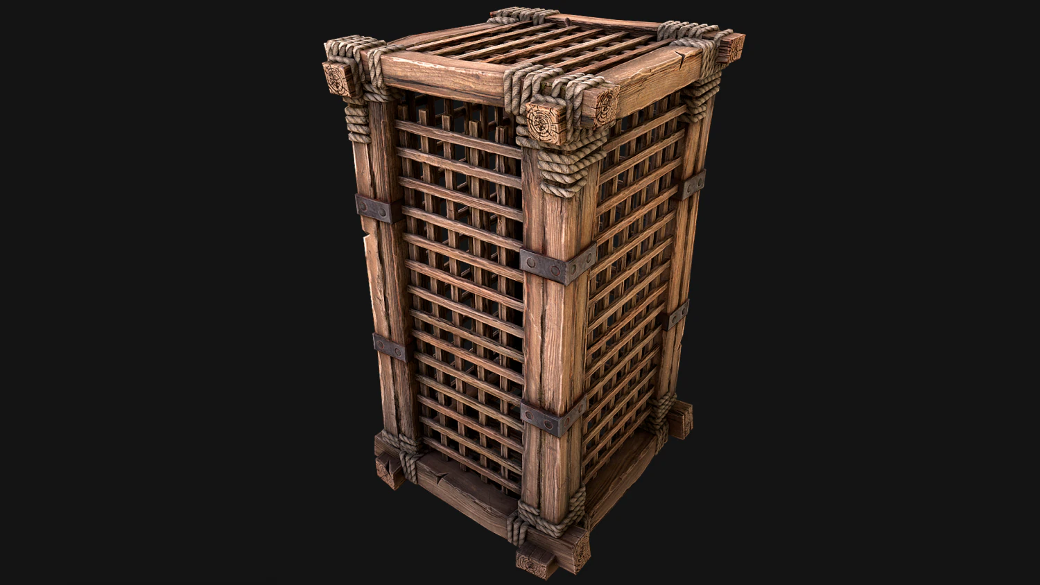 Wooden Prison Cage 3D Model .c4d .max .obj .3ds .fbx .stl .blend