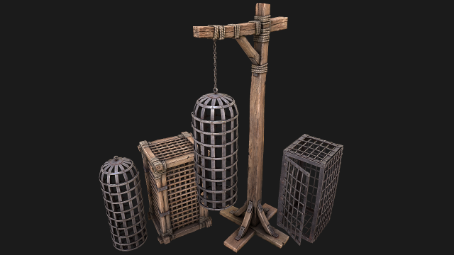 Medieval Torture Cage Set Modello 3D .c4d .max .obj .3ds .fbx .stl .blend 