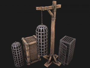 Medieval Torture Cage Set 3Dモデル