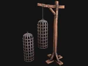 Medieval Torture Cage Set 3D Model