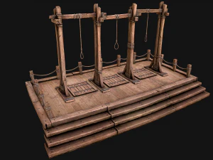 Medieval Gallows Podium Torture 3D Model