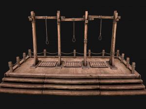 Medieval Gallows Podium Torture 3D Model
