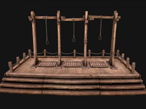 Medieval Gallows Podium Torture 3D Model