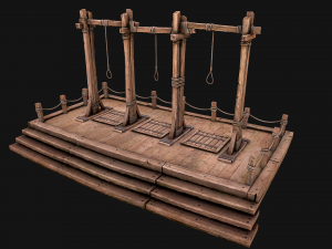 Medieval Gallows Podium Torture 3D Model