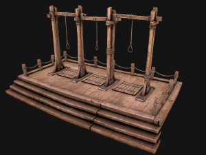 Medieval Gallows Podium Torture 3D Model