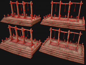 Medieval Gallows Podium Torture 3D Model