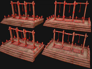 Medieval Gallows Podium Torture 3D Model