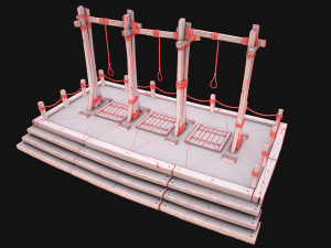 Medieval Gallows Podium Torture 3D Model