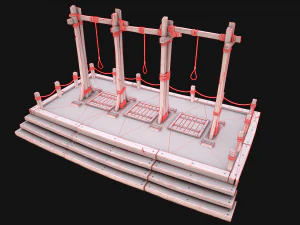 Medieval Gallows Podium Torture 3D Model