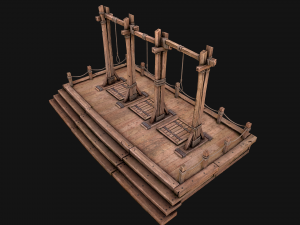 Medieval Gallows Podium Torture 3D Model