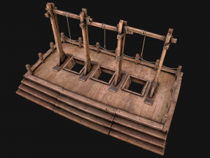 Medieval Gallows Podium Torture 3D Model