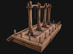 Medieval Gallows Podium Torture 3D Model