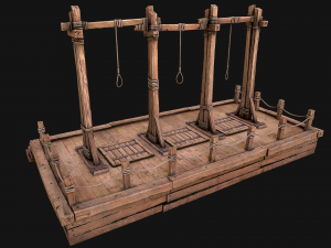 Medieval Gallows Podium Torture 3D Model