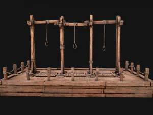 Medieval Gallows Podium Torture 3D Model