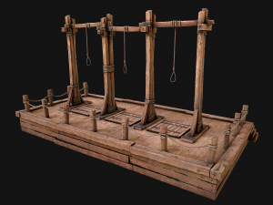 Medieval Gallows Podium Torture 3D Model