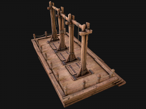 Medieval Gallows Podium Torture 3D Model