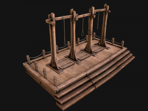 Medieval Gallows Podium Torture 3D Model