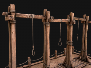 Medieval Gallows Podium Torture 3D Model