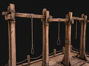 Medieval Gallows Podium Torture 3D Model