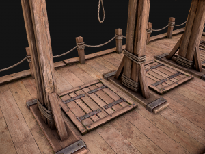 Medieval Gallows Podium Torture 3D Model