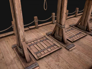 Medieval Gallows Podium Torture 3D Model