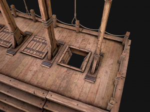 Medieval Gallows Podium Torture 3D Model
