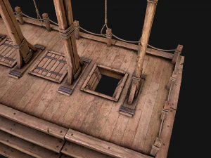 Medieval Gallows Podium Torture 3D Model