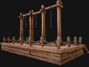 Medieval Gallows Podium Torture 3D Model