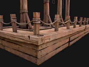 Medieval Gallows Podium Torture 3D Model