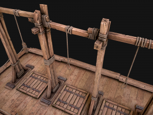 Medieval Gallows Podium Torture 3D Model