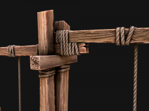 Medieval Gallows Podium Torture 3D Model