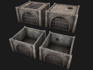 Medieval Dungeon Prison Set 3D Model