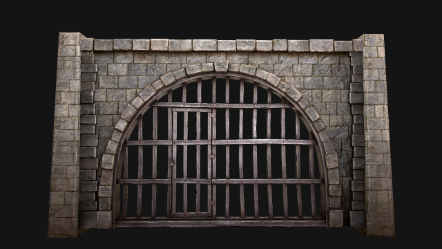 Medieval Prison Bars with Door Modèle 3D .c4d .max .obj .3ds .fbx .stl .blend 