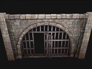 Medieval Prison Bars with Door 3D Model