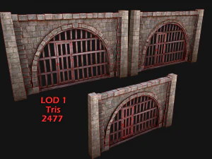 Medieval Prison Bars with Door 3D Model