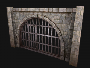 Medieval Prison Bars with Door Modèle 3D