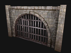 Medieval Prison Bars with Door 3D Model