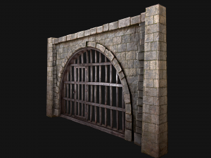 Medieval Prison Bars with Door Modèle 3D