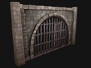 Medieval Prison Bars with Door 3D Model