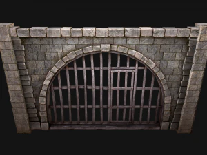 Medieval Prison Bars with Door 3D Model