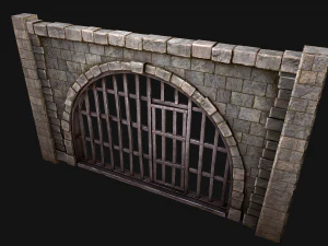 Medieval Prison Bars with Door 3D Model