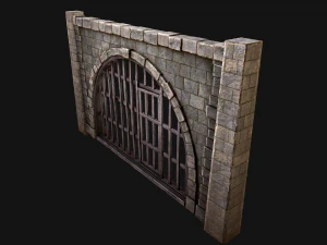 Medieval Prison Bars with Door 3D Model