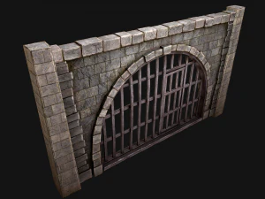 Medieval Prison Bars with Door 3D Model