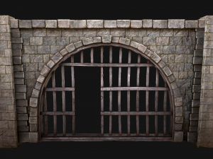 Medieval Prison Bars with Door Modèle 3D