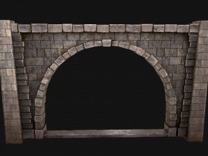 Medieval Prison Wall with Arch 3D Model