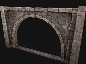 Medieval Prison Wall with Arch 3D Model