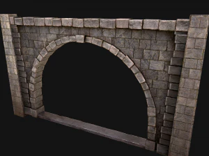 Medieval Prison Wall with Arch 3D Model