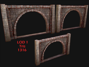 Medieval Prison Wall with Arch 3D Model