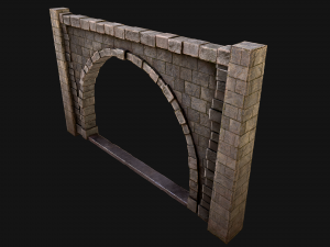 Medieval Prison Wall with Arch 3D Model